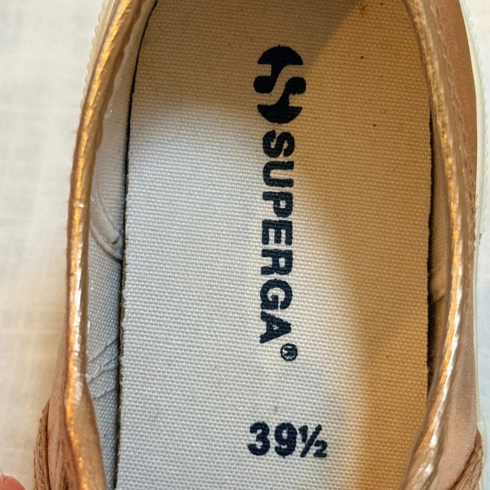 Superga 2750 Cotu Sneakers 8.5 Rose Gold Metallic Foil Canvas Low Top S002HG0